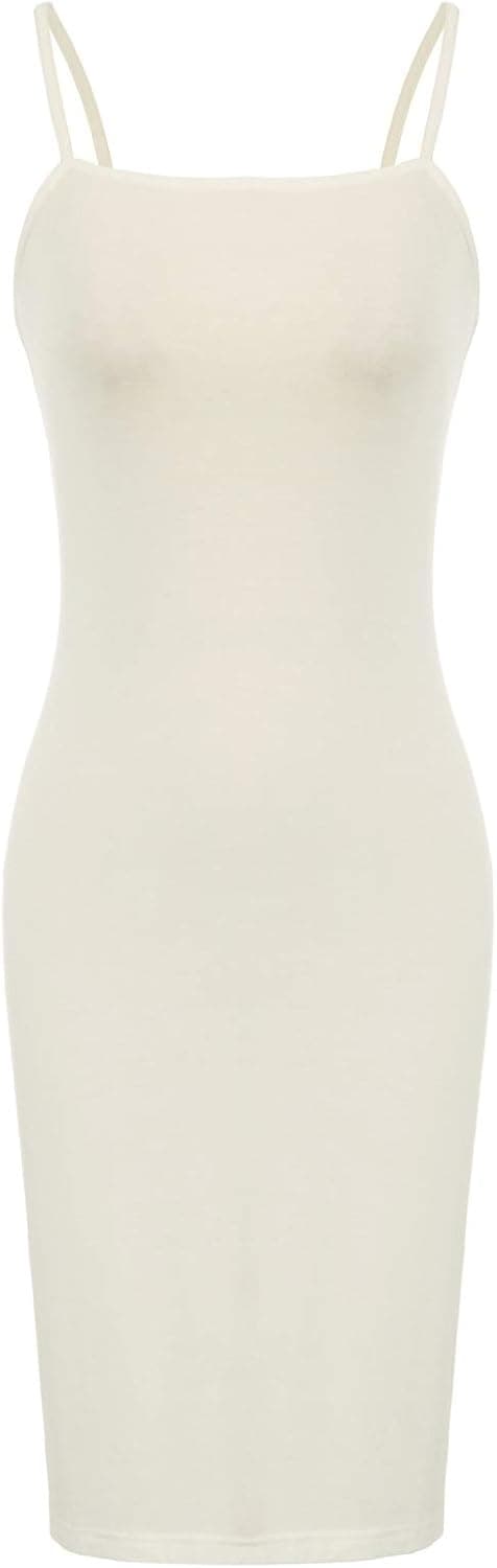 Kate Kasin Women Adjustable Spaghetti Underwear Cami Full Slip Maxi Dress