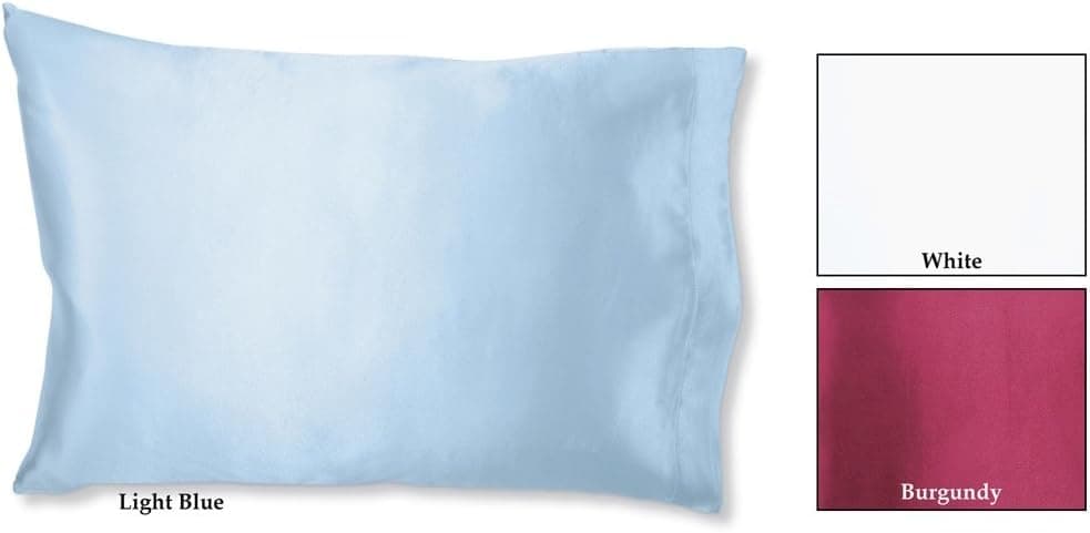 Satin Standard Size Pillow Cases - Set of 2, Light Blue, Standard