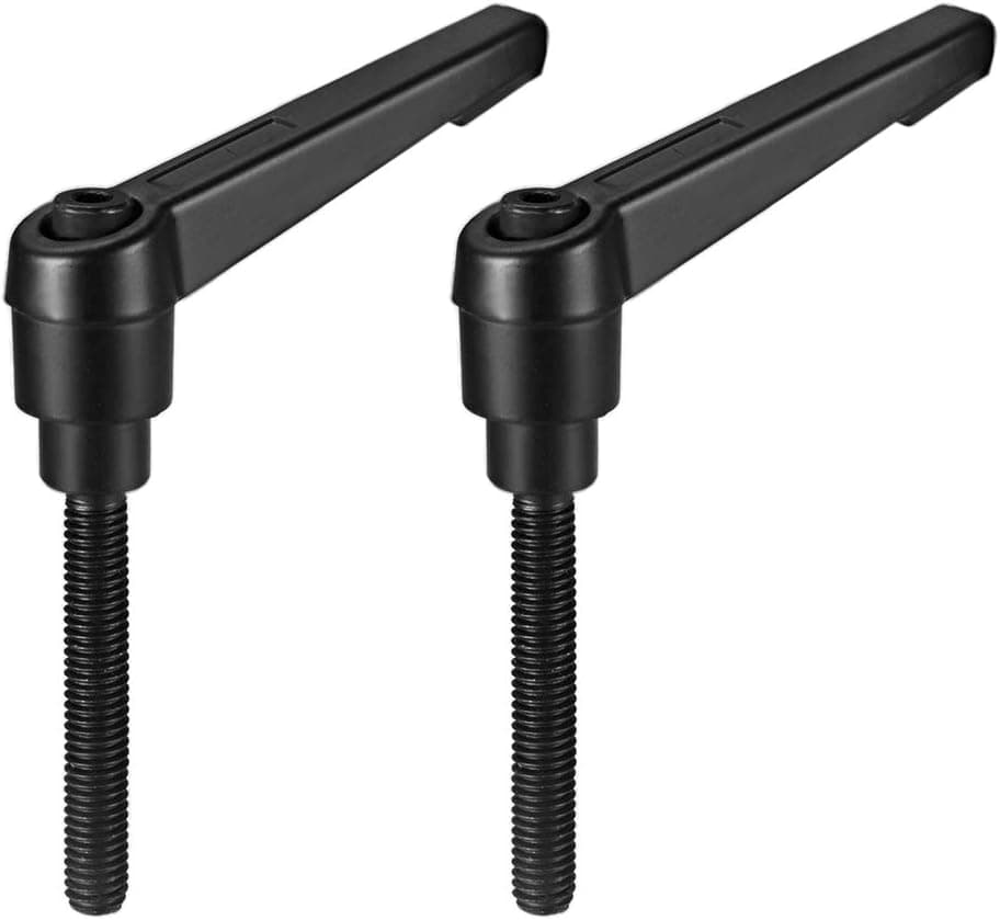 uxcell M6 x 32mm Handle Adjustable Clamping Lever Thread Push Button Ratchet Male Threaded Stud Knobs Locking Rotating Screw Handles Quick Release Bolt Black 2pcs