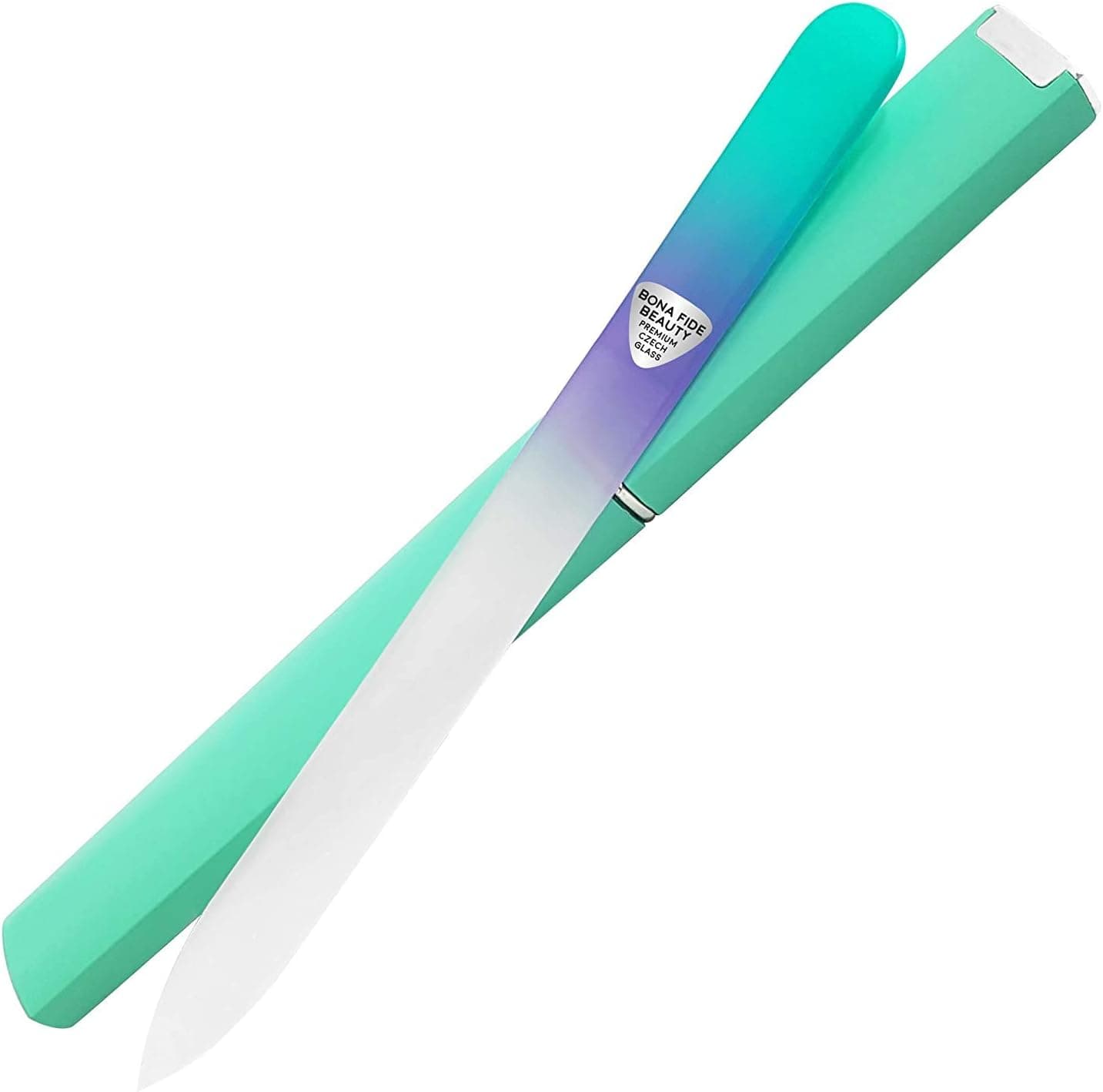 Glass Nail File with Case, Czech Glass Fingernail Files, Manicure Nail File for Natural Nails, Expert Precision Filing + Smooth Finish - Bona Fide Beauty Pastel Premium Nail Filer