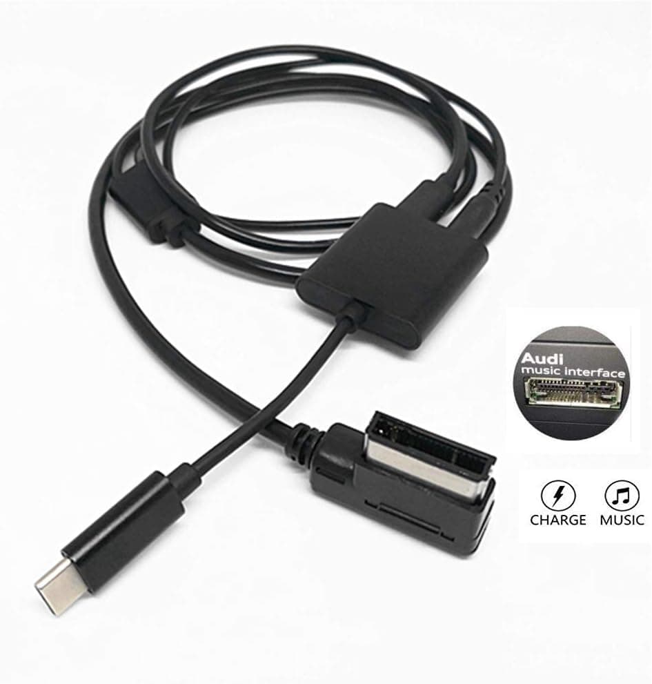 AMI to USB C AUX Charging Adapter for Audi, Car MMI Type C Digital Audio Music Interface Fast Charger Cable, Compatible with Google Pixel 2 XL HTC U11/U12+ Samsung S9/S8/Note 8 LG V30 G6, 3.6FT