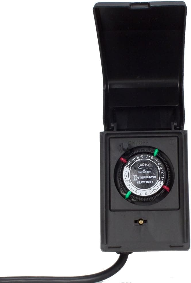 Intermatic P1121 Heavy Duty Outdoor Timer 15 Amp/1 HP for Pumps, Aerators, Heaters, Holiday Decorations and Landscape Lighting , Black