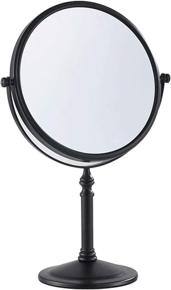 Gecious Standing Makeup Mirror 8 Inches Dual-Sided 1X/7X Magnifying Tabletop Vanity Mirror- Matte Black,Oil Bronze 304 Stainless Steel, Countertop 14-inch Height Black