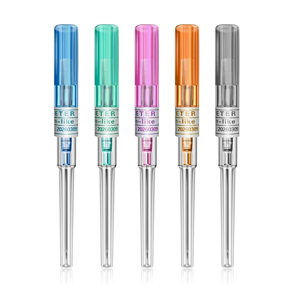 Body Piercing Needles - CINRA 5pcs Mixed 5 Sizes 14G, 16G, 18G, 20G and 22G Ear Nose Piercing Needles IV Catheter Needles Kit Piercing for IV Start Kits, Body Piercing Tattoo Tools