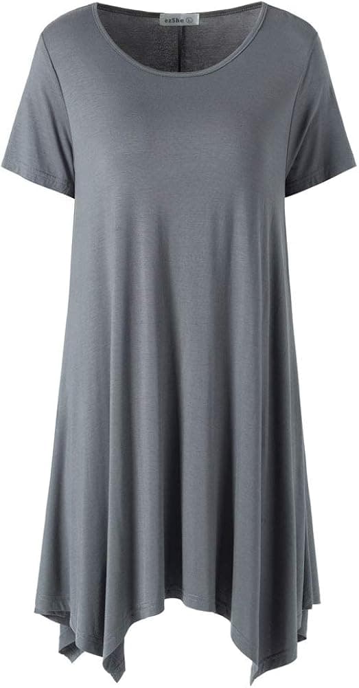 ezShe Women's Swing Tunic Top Flattering T Shirt for Leggings
