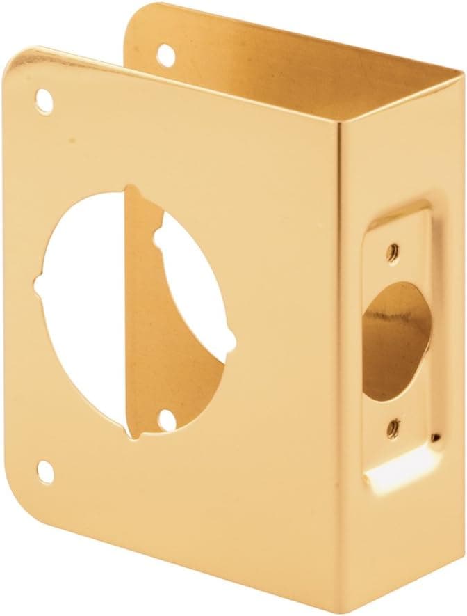 Defender Security U 9544 Door Reinforcer 1-3/4 inch Thick by 2-3/8 inch Backset 2-1/8 inch Bore, Brass, Recessed