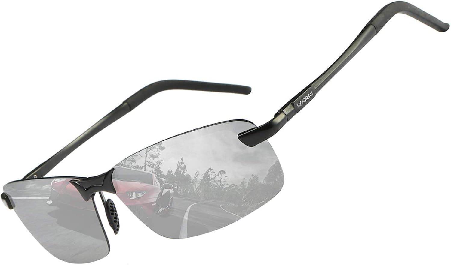 MOORAY Mens Sports Polarized Sunglasses UV Protection Fashion Sunglasses for Men Fishing Driving (01-Silver Black)