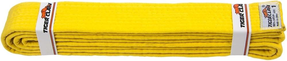 Tiger Claw 100% Cotton Martial Arts Uniform Ranking Belt – 10 Solid Colors (Black, Yellow, Purple, Red, Blue, Green, Orange, Brown, White & Yellow) in