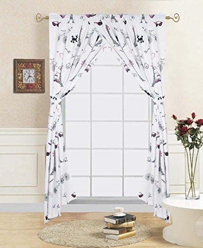 Liquidator Collections Multicolors Pink White Black Paris Eiffel Tower Bonjour Cute Colorful Girls/Kids/Teens Room (Curtain)