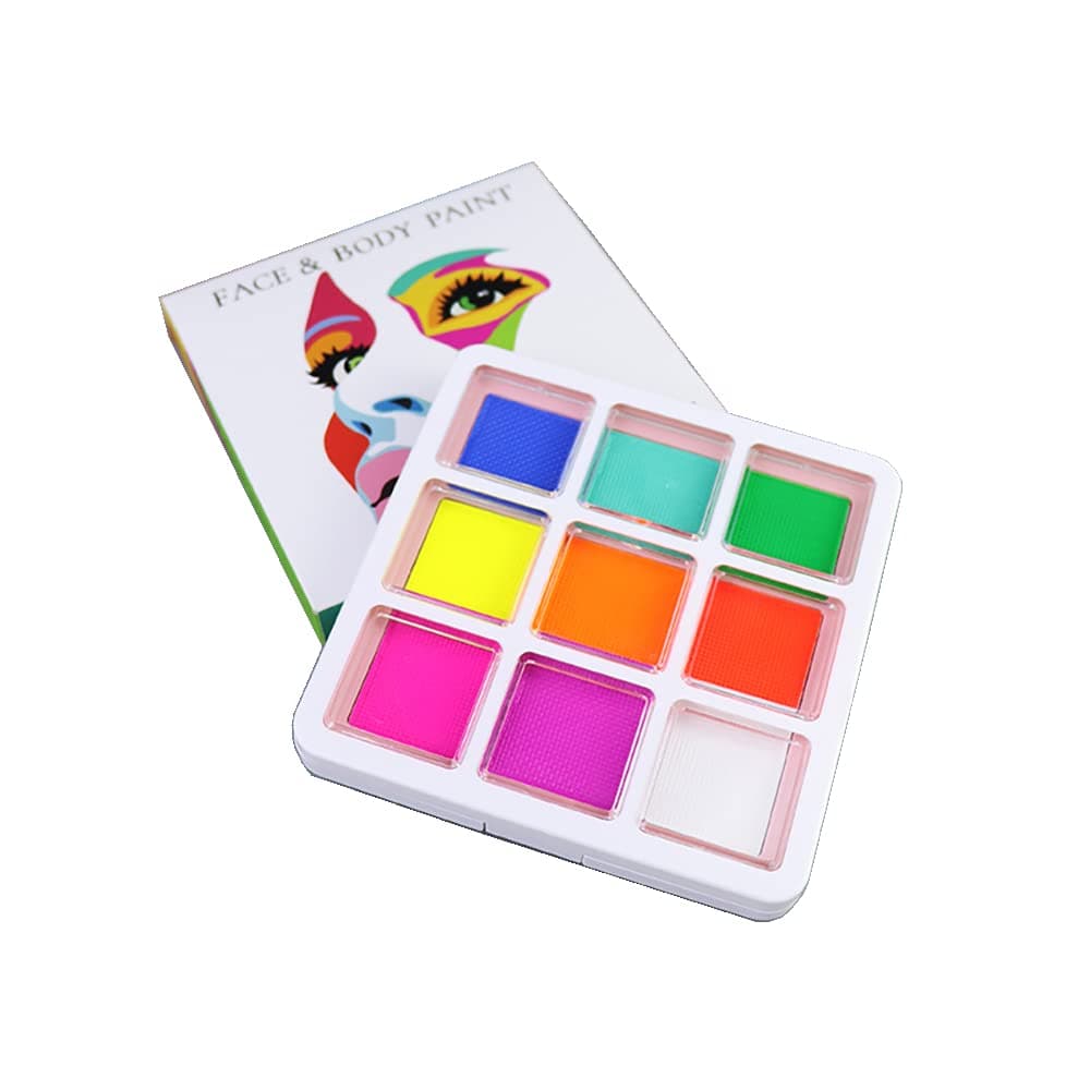 DAWILS UV Neon Face Paint Neon Fluorescent Body Paint 9 Color Glow Blacklight Eyeshadow Water Activated Luminous Eyeliner Makeup Palettes