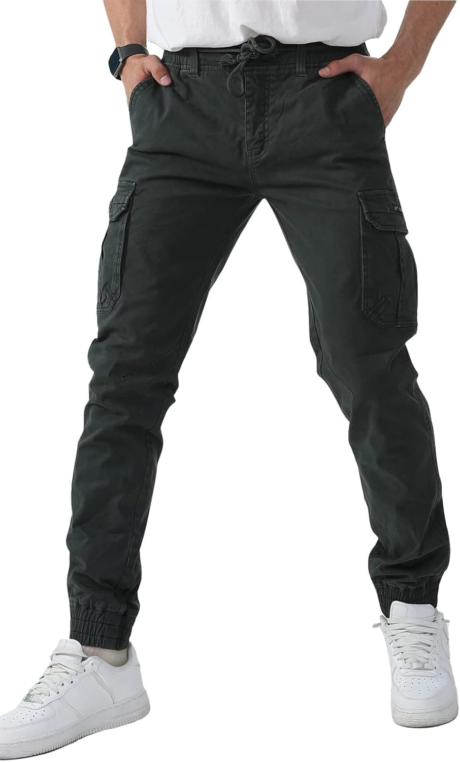 RAREBONE Men’s Cargo Pants 100% Cotton Muti-Pockets Jogger Work Chino Slim Fit Casual Pants Hiking Work Sweatpants