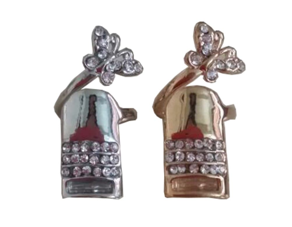 New - Butterfly Rhinestones Nail Rings - Qty 2