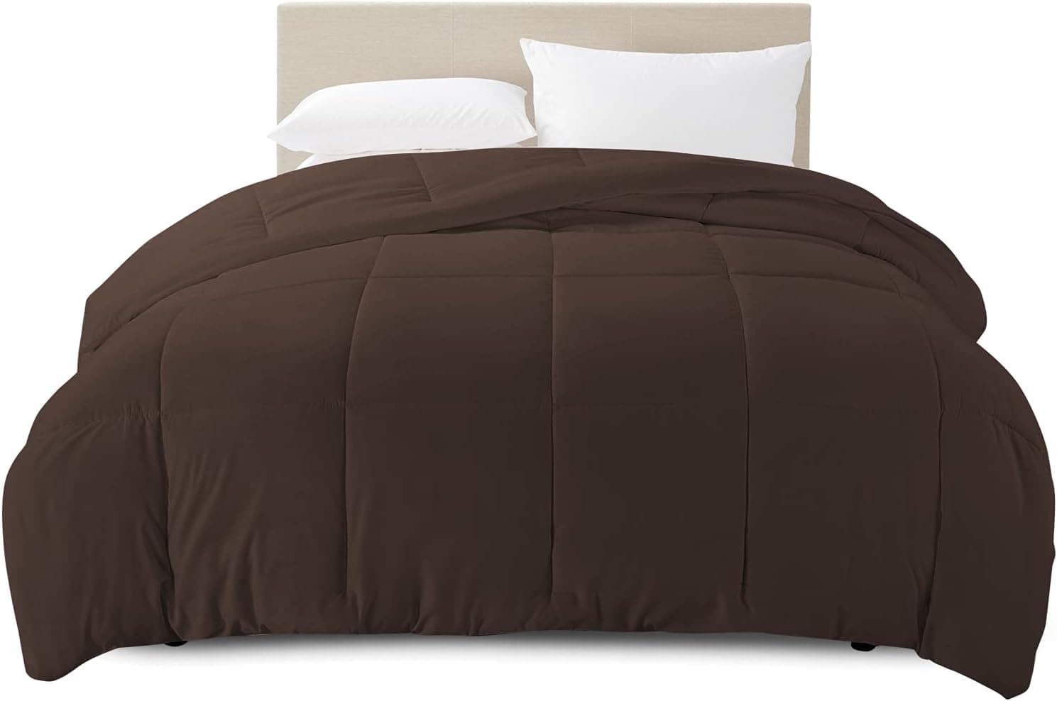 Clara Clark Comforter - All Season Down Alternative Bedding Comforter/Duvet Insert, Ultra Soft, Box Stitched. Twin Size, Brown