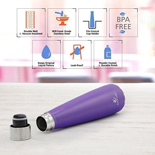 ALPHA CAMP 15 OZ Stainless Steel Water Bottle Vacuum Insulated Leak-Proof Double Walled