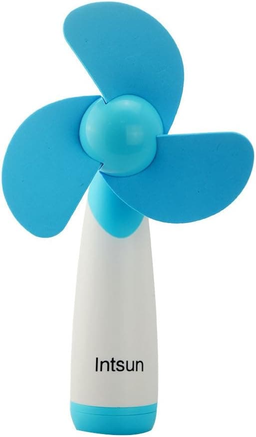 INTSUN Handheld Portable Battery Operated Cooling Mini Fan Electric Personal Fans for Home and Travel (Blue)