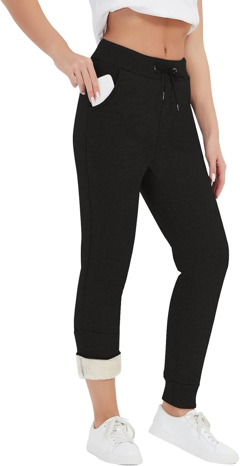 Flygo Womens Sherpa Lined Athletic Sweatpants Winter Active Joggers Fleece Pants