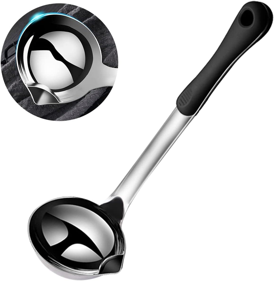 Sugarchef Gravy Ladle with Anti-scalding Handle Stainless Steel Grease Separator Soup Spoon Ladle for Cooking 1PCS