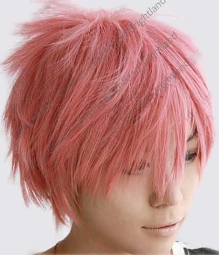 Flyingdragon¡¡Fairy Tail Natsu Dragneel Short Pink Cosplay Party Wig