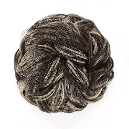 DeeThens Hair Bun Hair Pieces Messy Bun Hair Piece Tousled Updo Hair Bun in Claw Hair Extension Curly Wavy Ponytail Synthetic Hairpieces for Women