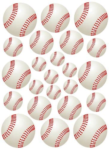 23 Baseballs Baseball Peel and Stick Vinyl Stickers Wall Art Graphics Decal