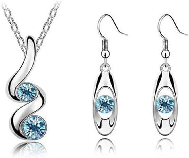Superassure Crystal Drop Earring Oval Dangle Earrings(blue)