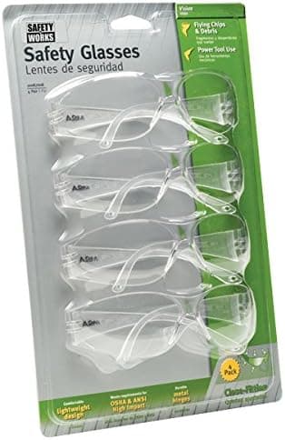Safety Works 10087608 Close fitting Safety Glasses Clear, 4-Pack