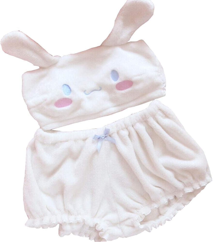 BZB Kawaii Anime Cute Pajamas Set for Women Sweet Lovely Velvet Tube Top and Shorts Sleepwear Suits