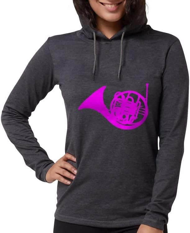 CafePress Pink French Horn Long Sleeve T Hoodie T-Shirt