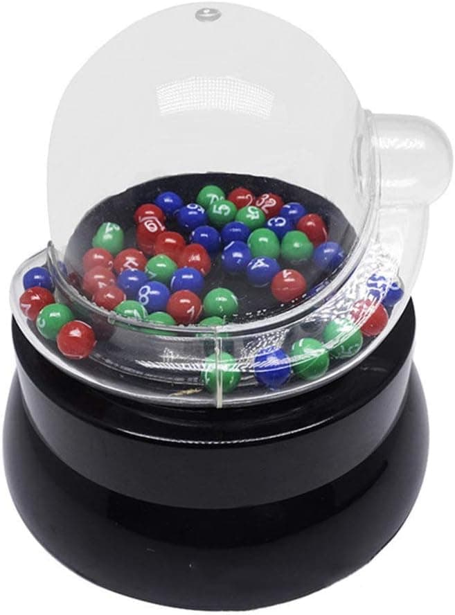 TOYANDONA Electric Shake Lucky Ball Machine Mini Lottery Machine Portable Bingo Machine Cage Game with Balls Fortunate Number Picker,10.7X10.7CM