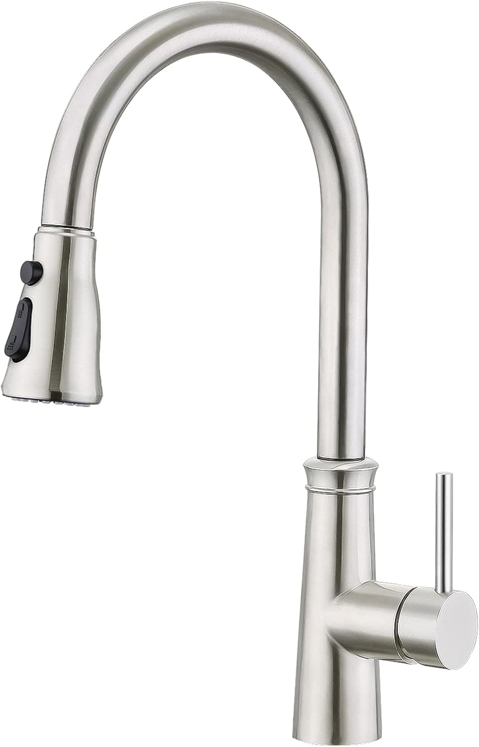 TQKAG Pull Out Kitchen Faucet Brushed Nickel Kitchen Sink Faucet with Pull Down Sprayer Single Handle High Arc Kitchen Tap.