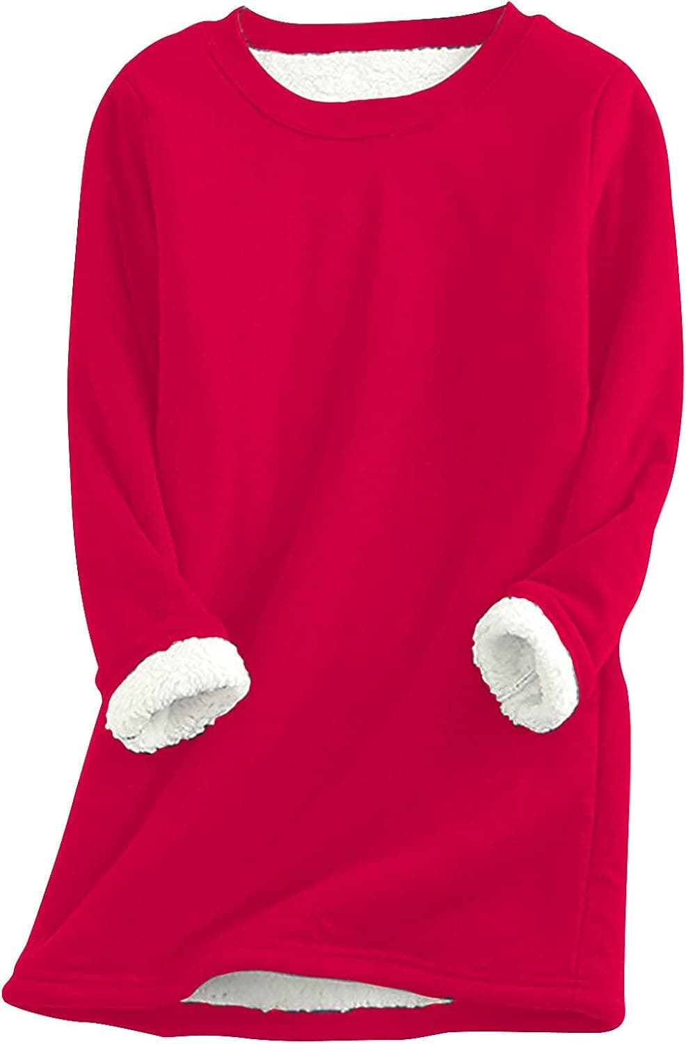 Dnuri Womens Warm Fleece Top Sherpa Lined Crewneck Sport Sweatshirt Pullover Loungewear Solid Winter T Shirt Pullover