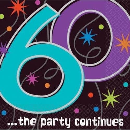 The Party Continues 60th Birthday Lunch Napkins, 16ct