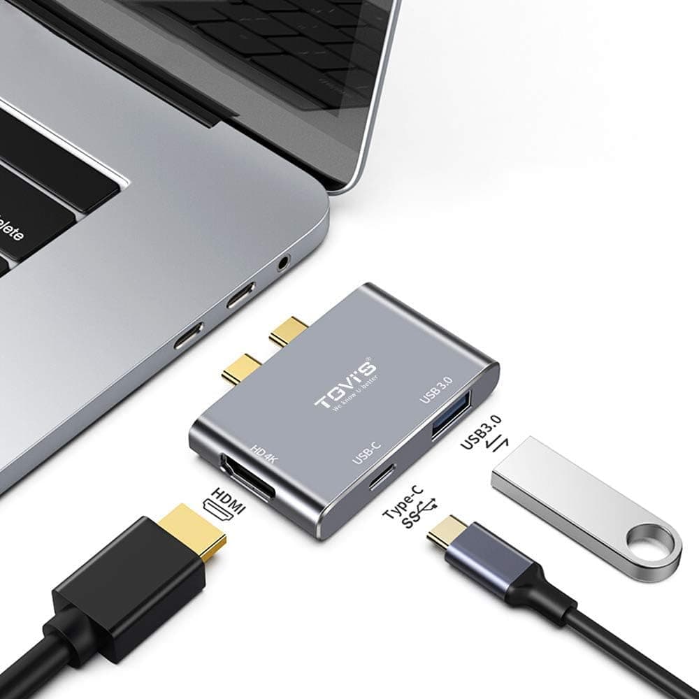 USB C Hub Adapter HDMI TGVIS Type C HUB with 4K USB C to HDMI, USB 3.0 Ports, 40Gbps Thunderbolt 3 5K@60Hz 100W PD3.0 Charging Port,for MacBook Pro2019/2018/2017/2016,MacBook Air 2018(Space Gray)