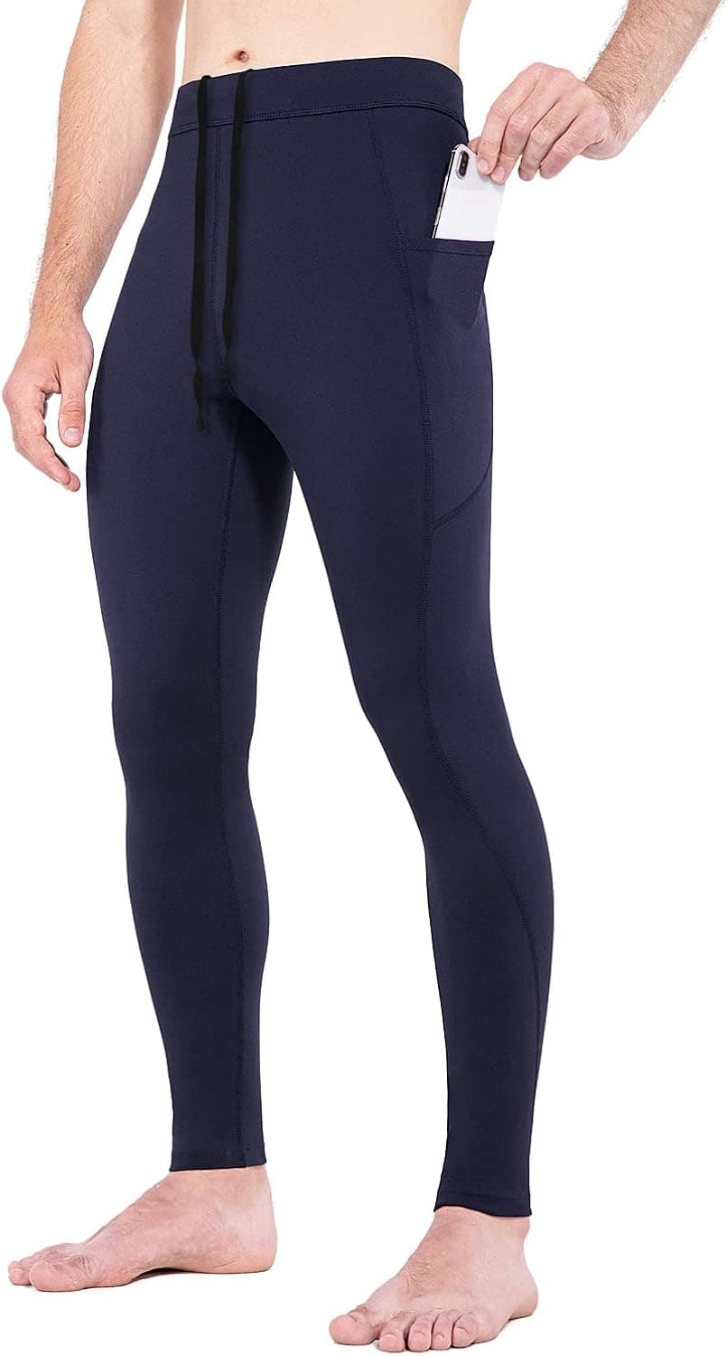 BALEAF Men's Thermal Running Tights Leggings Water Resistant with Pockets Cold Weather Hiking Cycling Fleece Pants