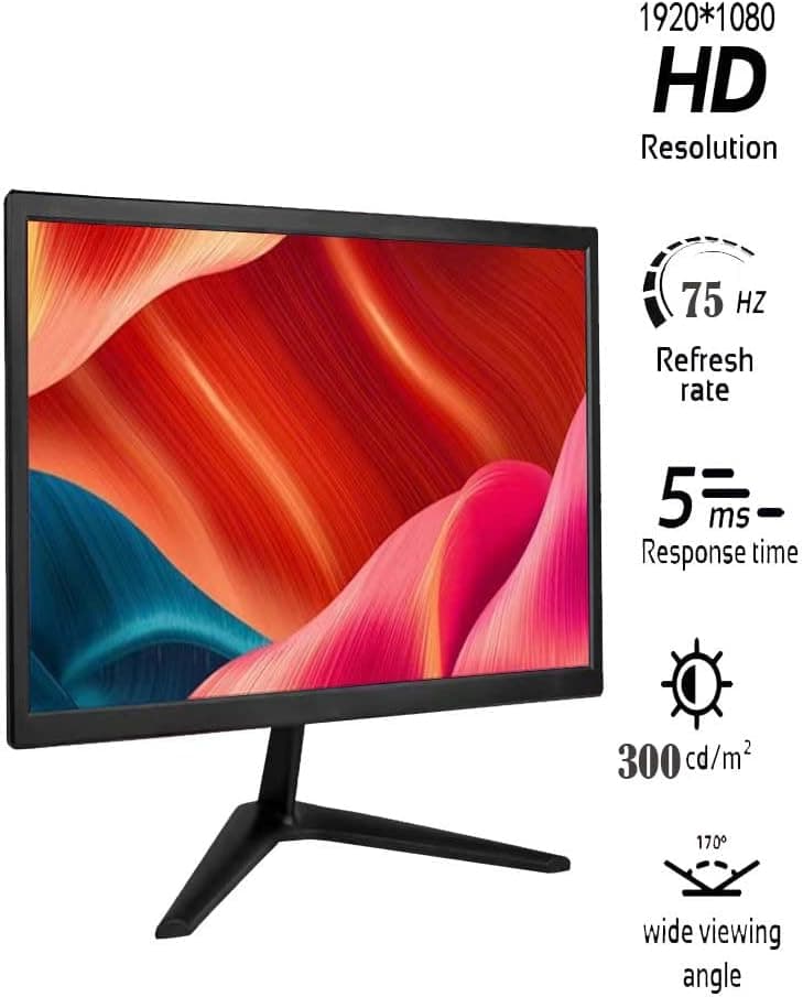 18.5 inch monitor,HD 1280x1024 2k Signal Gaming Monitor with HDMI & VGA Interface Computer Monitors 5ms, 75Hz, Brightness 300 cd/m², Built-in Dual Speakers for Laptop