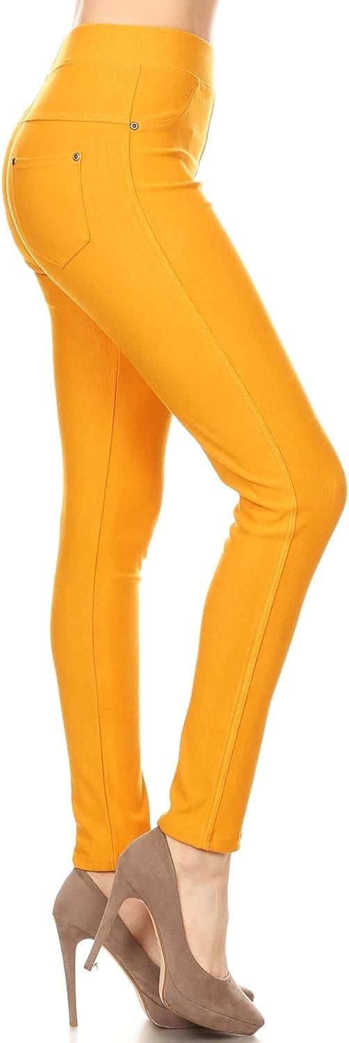 Leggings Depot Premium Quality Women's Cotton Blend Stretch Pull-on Jeggings with Pockets