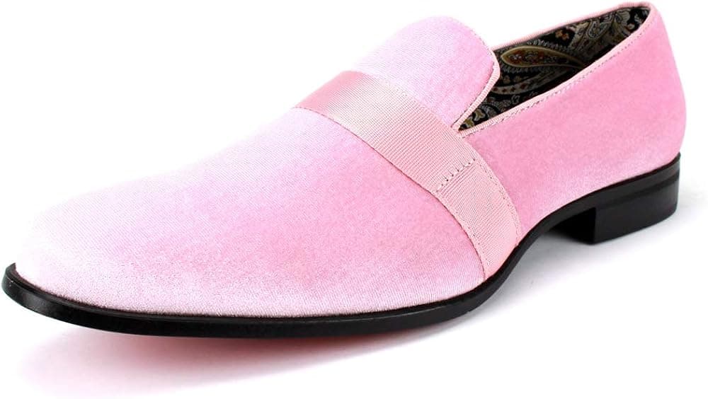 AFTER MIDNIGHT 6660 Velvet Smoker Strap Smoking Slipper Loafer Slip on High Fashion Dress Shoe (9, Light Pink)