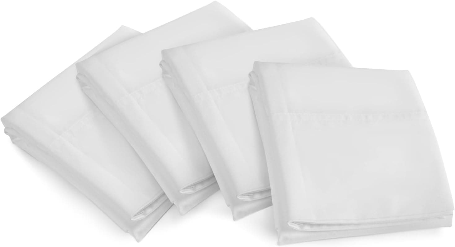Zen Bamboo Ultra Soft Pillow Case (4 Pack) - Premium, Eco-friendly, Hypoallergenic, and Wrinkle Resistant Rayon Derived From Bamboo - King - White