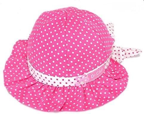 Dealzip Inc Unisex Newborn Infants Cotton Embroidered Cap Protection Cute Gold Baby White Sunhat Outdoor Polka Dots Beach Ear Hats Boy Summer Knitted Baby Adjustable Beanies