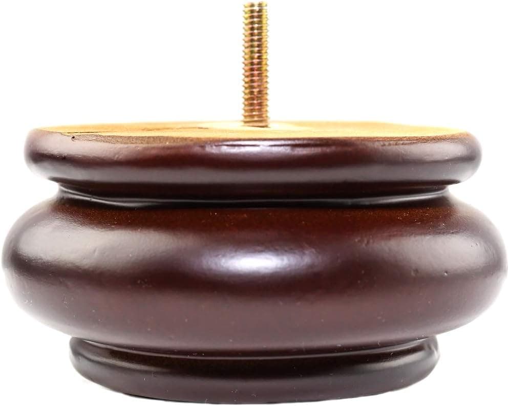 ProFurnitureParts 2.5" Inch Walnut Round Turned Bun Style Wood Sofa Legs Set of 4