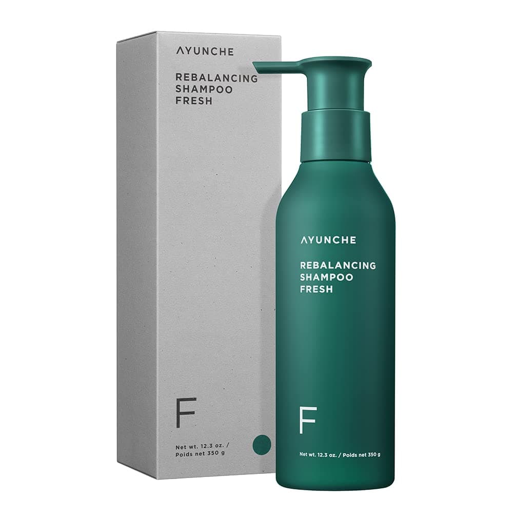 AYUNCHE Rebalancing Shampoo Fresh 11.8oz [For Oily Scalp] | Cleanse Excess Sebum & Oiliness | Strengthen and Protect Hair Roots | Anti-Hair Loss and Anti-Thinning Shampoo | Korean Salon Brand