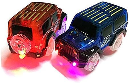 IAMGlobal Light Up Truck Set, Light Up Car, LED Vehicle, Toy Racing Car with 3 Flashing LED Lights Compatible with Most Tracks for Boys and Girls(2 Pack)