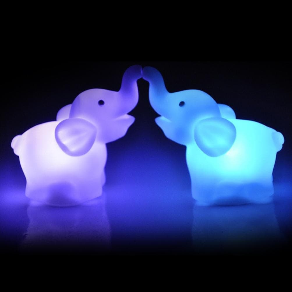 BB67 LED Night Light in Elephant Shape Color Changing Mini Lamp for Wedding Party Home Living Room Decoration(2 Packs)