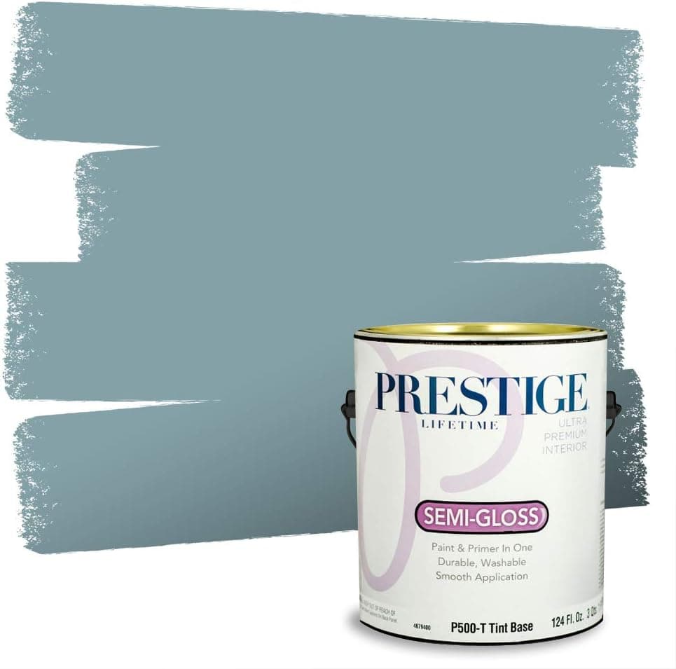 PRESTIGE Paints Interior Paint and Primer In One, 1-Gallon, Semi-Gloss, Comparable Match of Benjamin Moore* Jamestown Blue*
