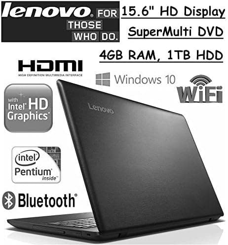 Flagship Model Lenovo 15.6" High Performance Laptop, Intel Pentium N3710, 4GB RAM, 1TB HDD. Webcam, Bluetooth, SuperMulti DVD, Windows 10