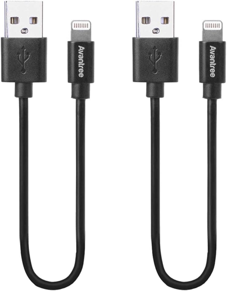 Avantree 2 Pack Short Lightning Cable 1ft [Apple MFi Certified], Apple Charging Cable Cord Compatible with iPhone X, 8, 7, 6s, 6, 6 Plus, 5 iPod iPad (Black - 2 Pack Short Lightning Cable)