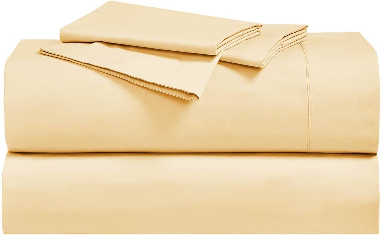 Deluxe Tradition Crisp, Breathable and Lavishly Soft King Size Cotton Percale Bed Sheet Set; Neutral Canvas Breathable 300 Thread Count Fabric with Extra deep 22 inch Pockets.