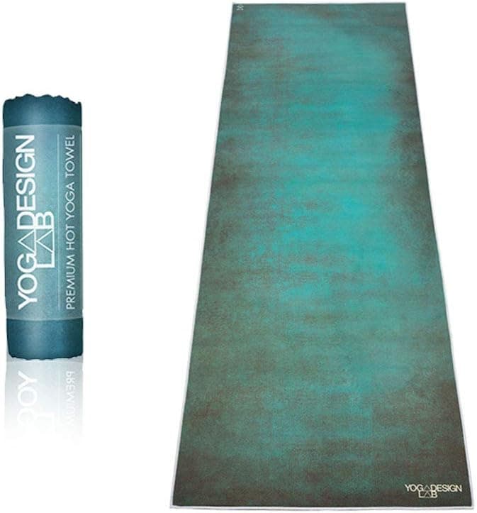 YOGA DESIGN LAB The HOT Yoga Towel | Luxury Non Slip Quick Dry Eco Printed Towel | Designed in Bali | Ideal for Hot Yoga, Bikram, Exercise, Sports, or Travel | Mat Sized (Aegean Green)