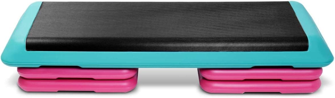 ADTEST 43” Adjustable Aerobic Step with Four Risers, 3 Adjustable Levels from 4”-6”-8”, Exercise Step Platform for Cardio with Non-Stick, Non-Slip and Shock Absorbing Surface, Ideal for Home, Gym Use