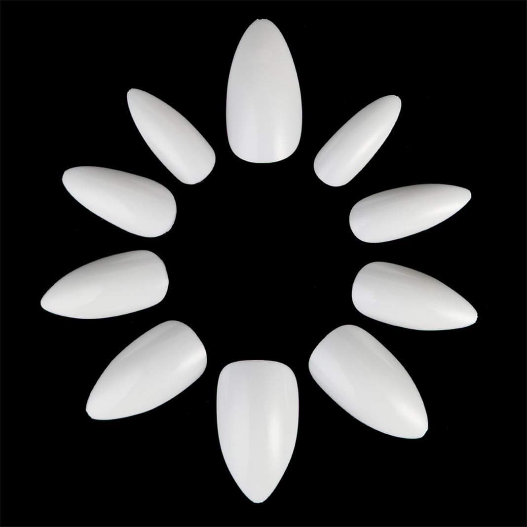 600pcs 10 Sizes Water Drops Shape Fake Nail Full Cover Nail Tips Short Acrylic Nail White False Nails for Nail Salon and Nail Art